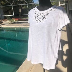 Soft Surroundings White Cutwork Shirt